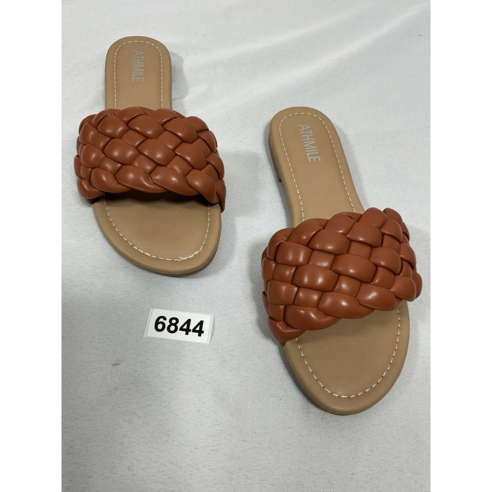 Womans New In Box Athmile Slip On Flat Sandals Size 8 Rust Color
